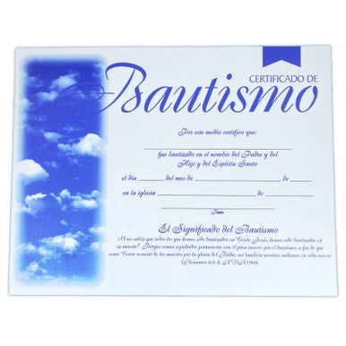 CERT(PKG/6) BAUTISMO SPANISH (4C)