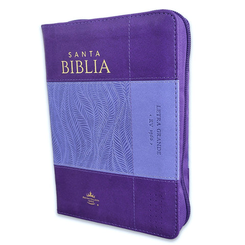 Biblia con Cierre Portátil 12 puntos RV1960, imit piel lila con índice