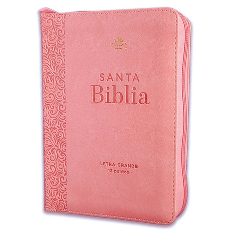 Biblia con Cierre Portátil 12 puntos RV1960, imit piel rosa floral