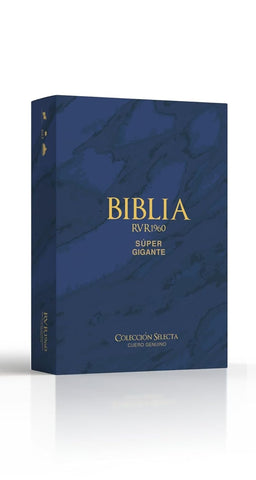 Biblia RVR 1960 Letra Súper Gigante Cuero Genuino Azul con Índice