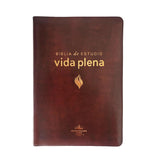 Biblia de Estudio Vida Plena RV1960 Con Cierre y Índice Imitación piel color Café con Estuche de Protección