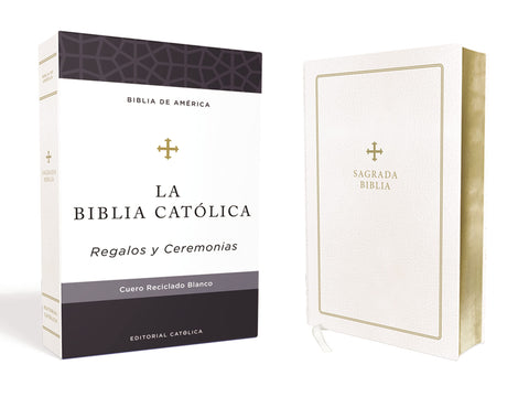 Biblia Católica, Regalos y Ceremonias, color Blanca, Cuero Reciclado (Biblia De America)