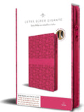 Biblia Reina Valera Revisada 1960 letra súper gigante, símil piel fucsia rosada cremallera e índice