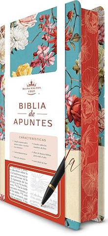 Biblia de Apuntes RVR 1960 Tapa dura, Azul celeste con flores (Edición cantos pintados)