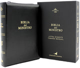 Biblia del Ministro Reina Valera 1960 Letra grande 14 pts, tamaño Manual, con cierre, indice, en semil piel color Negro y estuche de proteccion. Edicion Limitada