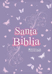 Biblia RVR 1960 Compacta Símil Piel Juvenil Mariposa Lila