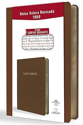 Biblia Reina Valera Revisada 1960 letra súper gigante, símil piel marrón