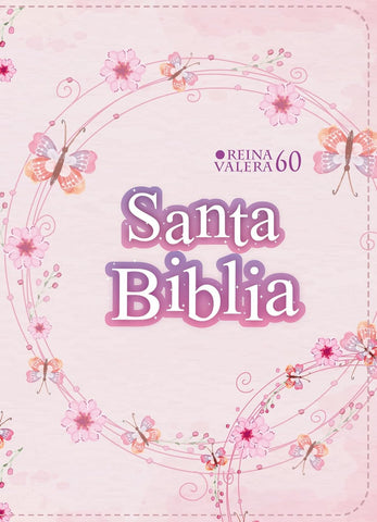 Biblia RVR 1960 Compacta Símil Piel Juvenil Mariposa Palo Rosa