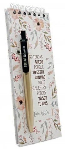 Block de notas con bolígrafo. Isaías 41:10