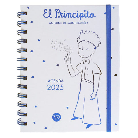 Agenda 2025 Tapa Dura Blanca con Espiral Diseño El Principito