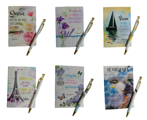 Set de boligrafo con libreta, 6 Diseños