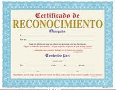 Certificado - Reconocimiento (Azul) (paq. 15)