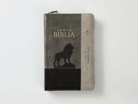 Biblia Inspiración Con Zipper y Indice León Negro/gris/gris