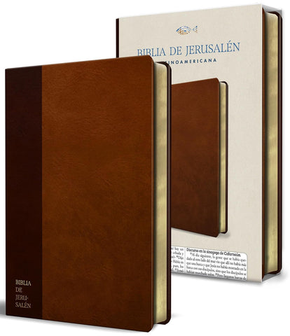 Biblia Jerusalén Latinoamericana símil piel marrón