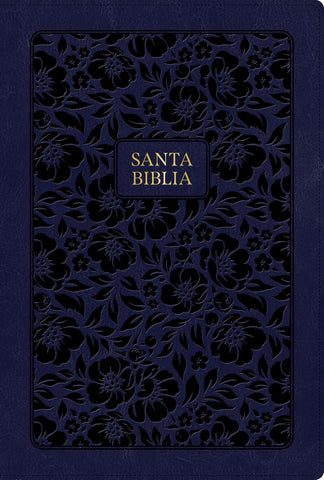 RVR 1960 Biblia letra grande tamaño manual edición especial, azul marino, símil piel