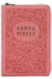Biblia para Mujeres Reina Valera 1960 Letra Grande de 12 Puntos Tamano Manual con Cierre y Indice Semil Piel Rosada Edicion Limitada Mas la Palabra del Dios permanece