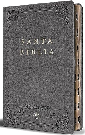Biblia RVR 1960 letra grande tamaño manual, Piel gris con índice