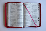 Biblia Reina Valera Revisada 1960 letra súper gigante, símil piel fucsia rosada cremallera e índice