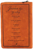 Biblia Reina Valera 1960 Letra Grande, con cierre, indice, foro en senti cuero en color Caramelo tamano manual, Edicion Especial "Jesus es mi Savacion"