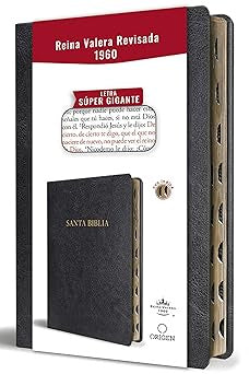 Biblia Reina Valera Revisada 1960 letra súper gigante, símil piel negro con índice