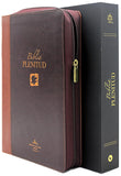 Biblia Plenitud marrón con cierre, índice, edición de lujo. Colección Celestial.