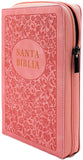 Biblia para Mujeres Reina Valera 1960 Letra Grande de 12 Puntos Tamano Manual con Cierre y Indice Semil Piel Rosada Edicion Limitada Mas la Palabra del Dios permanece