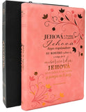 Biblia de Estudio Arco Iris RV60 con Cierre Índice en color rosado con flores  Colección Celestial