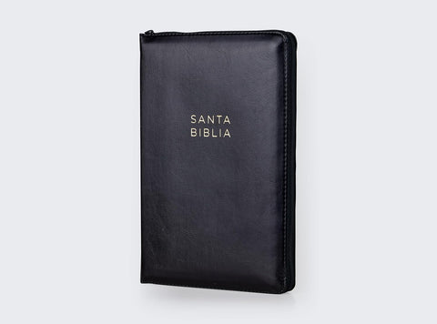 NBLA, Santa Biblia, Ultrafina, Letra grande, Leathersoft, Negro, Palabras de Jesús en rojo, con cierre
