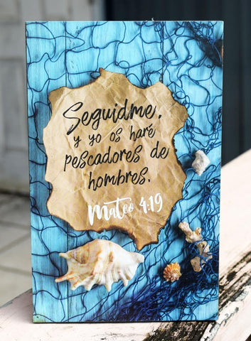 CUADRO DE MADERA - MATEO 4:19