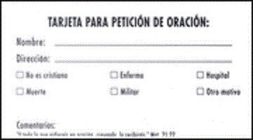 Tarjeta - para peticion de oracion (paq. 100)