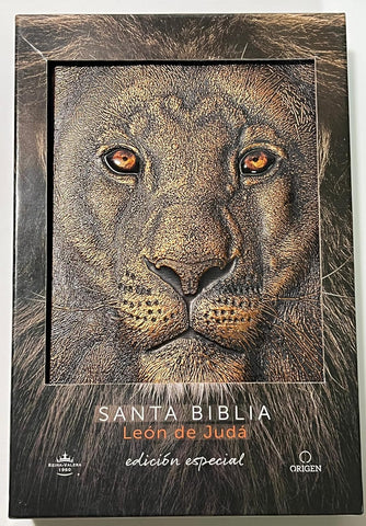 Biblia RVR 1960 Tamaño Manual Letra grande León de Judá edición especial bronce