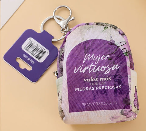 Llavero Mochila/monedero. Mujer Virtuosa