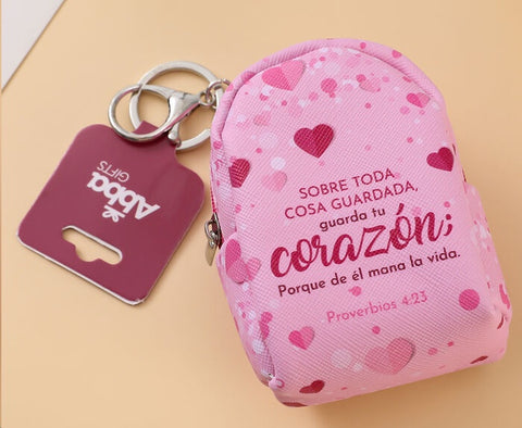 Llavero Mochila/monedero. Corazón