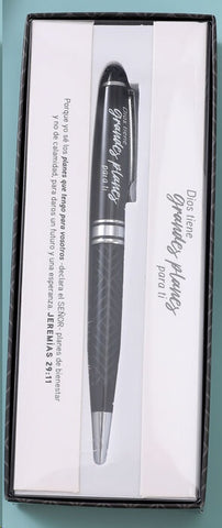 Bolígrafo de lujo en caja de regalo. Dios tiene grandes