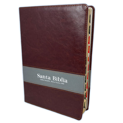 Biblia Letra Gigante RV1960, imit. piel duotono vino con índice
