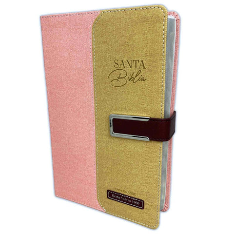Biblia Letra Grande con Broche RV1960 imit. piel rosa y café