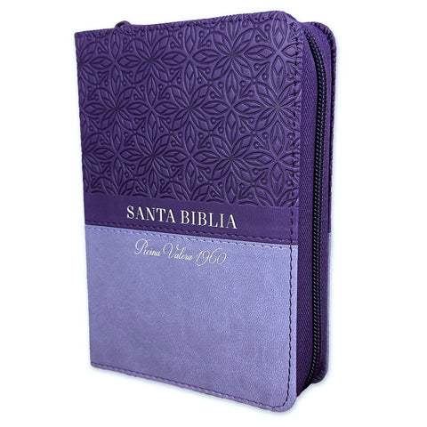 Biblia Reina Valera 1960 de bolsillo Imitación Piel Lila/lila con flores