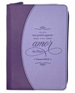 Libreta imitación piel Violeta con cierre. Amor de Dios