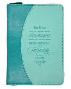 Libreta imitación piel Verde claro con cierre. En Dios descansa