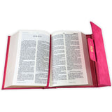 Biblia RV60 Cartera con Broche Magnético Compacta , imit piel fúcsia con asa de mano