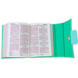 Biblia RV60 Cartera con Broche Magnético Compacta , imit piel verde con asa de mano