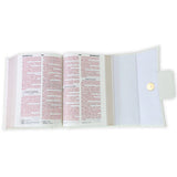Biblia RV60 Cartera con Broche Magnético Compacta , imit piel blanco con asa de mano