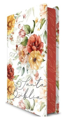 Biblia RVR 1960 letra grande tamaño manual, HC, flores rosadas y cantos pintados