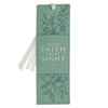 Faith Teal Floral Faux Leather Bookmark - 2 Corinthians 5:7
