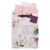 Bolsa de regalo vertical con Flor morada “Confía en el Señor” – Proverbios 3:5