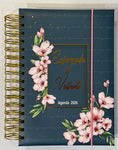 Agenda Esforzada y Valiente Inspiración 2026 Floral Azul Espiral