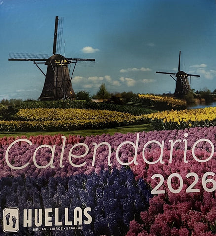 Calendario Paisajes 2026 Huellas Molinos entre flores