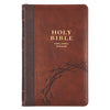 Crown of Thorns Two-tone Brown Faux Leather King James Version Deluxe Gift Bible with Thumb Index and Zipper Closure