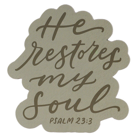 He Restores My Soul Green Magnet - Psalm 23:3