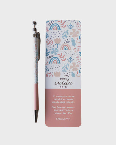 Marcador y Bolígrafo Elegance | Dios cuida de ti